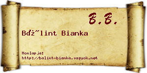 Bálint Bianka névjegykártya